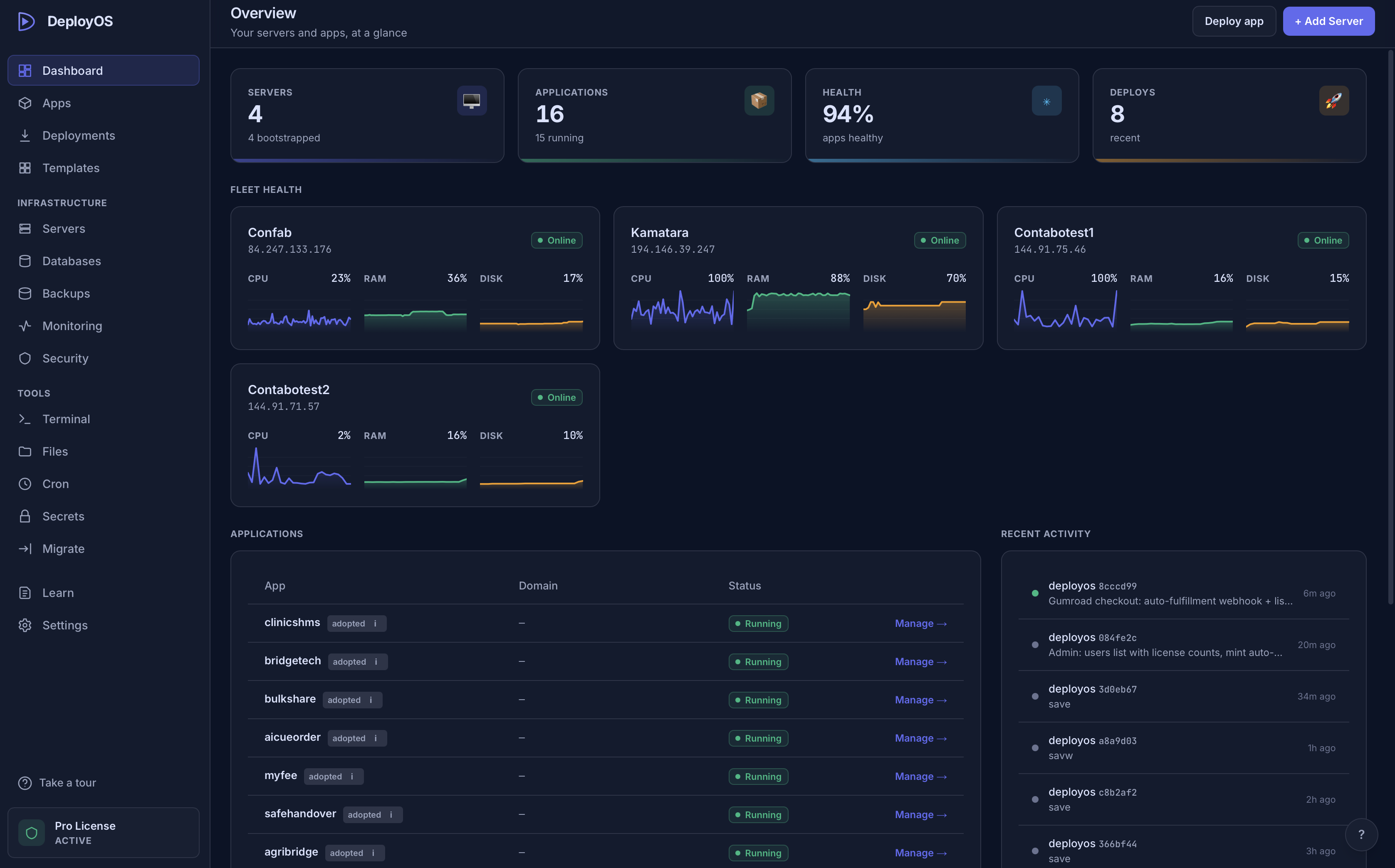 DeployOS screenshot 1