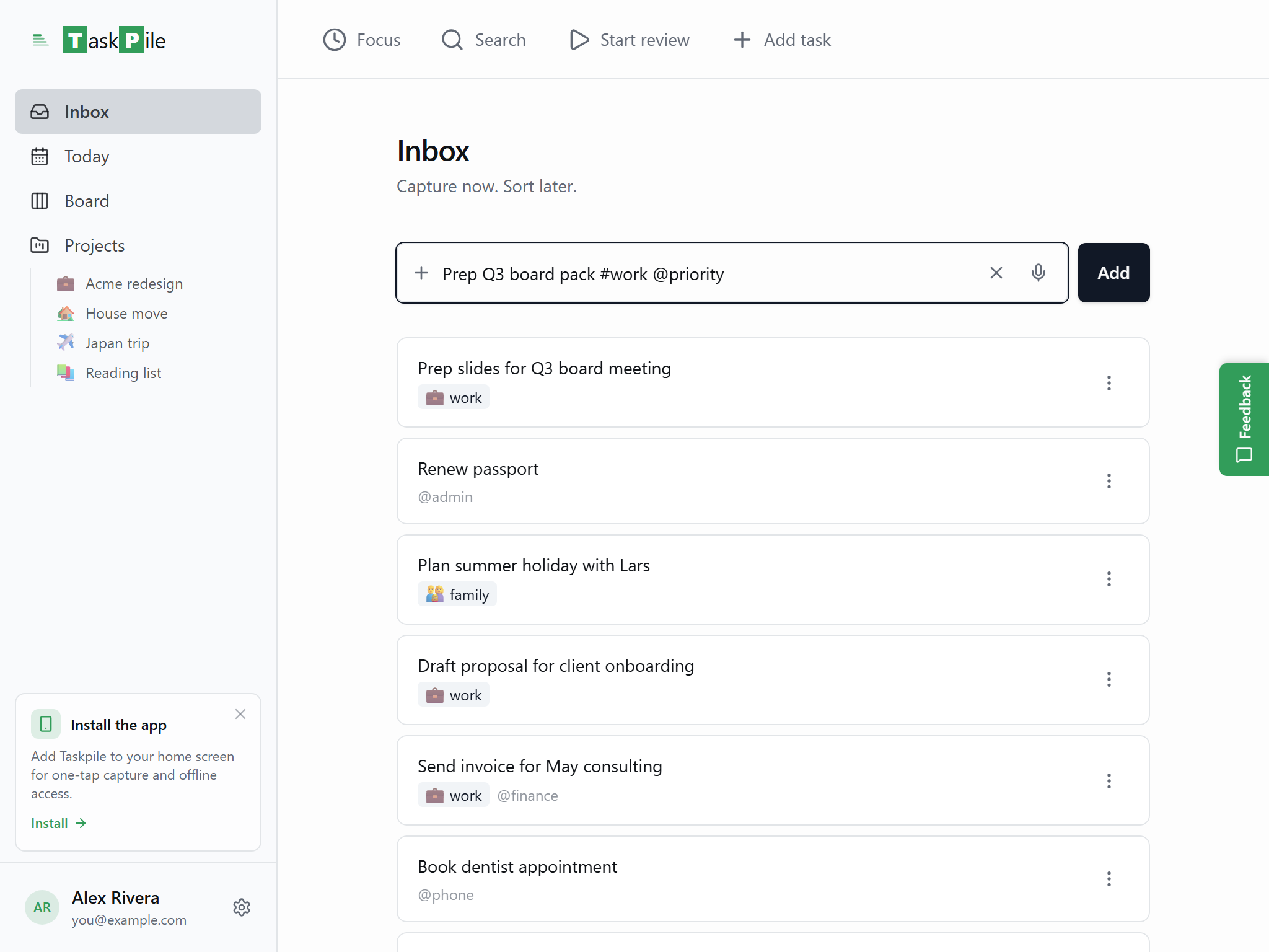 Taskpile screenshot 1