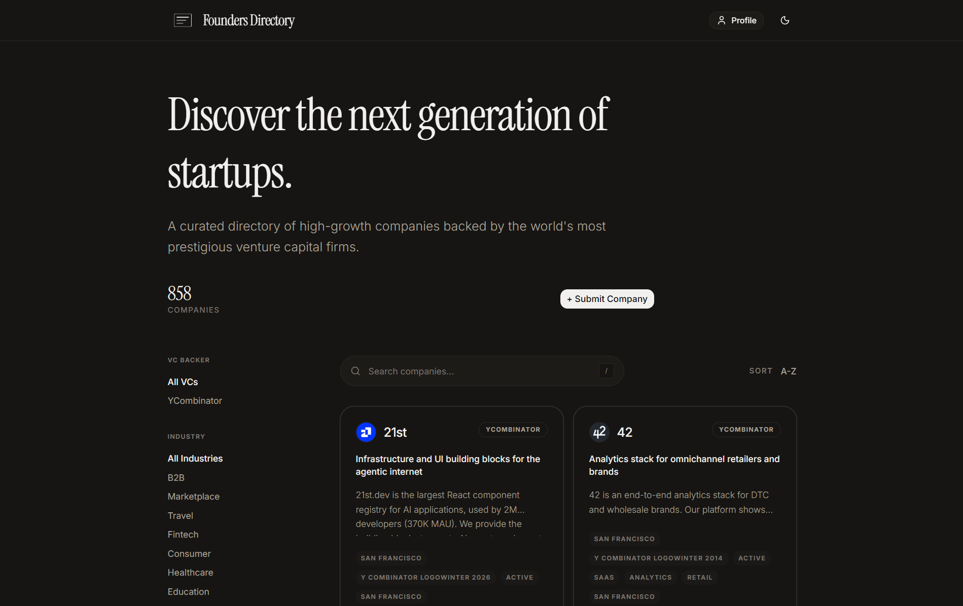 Founders Directory screenshot 1