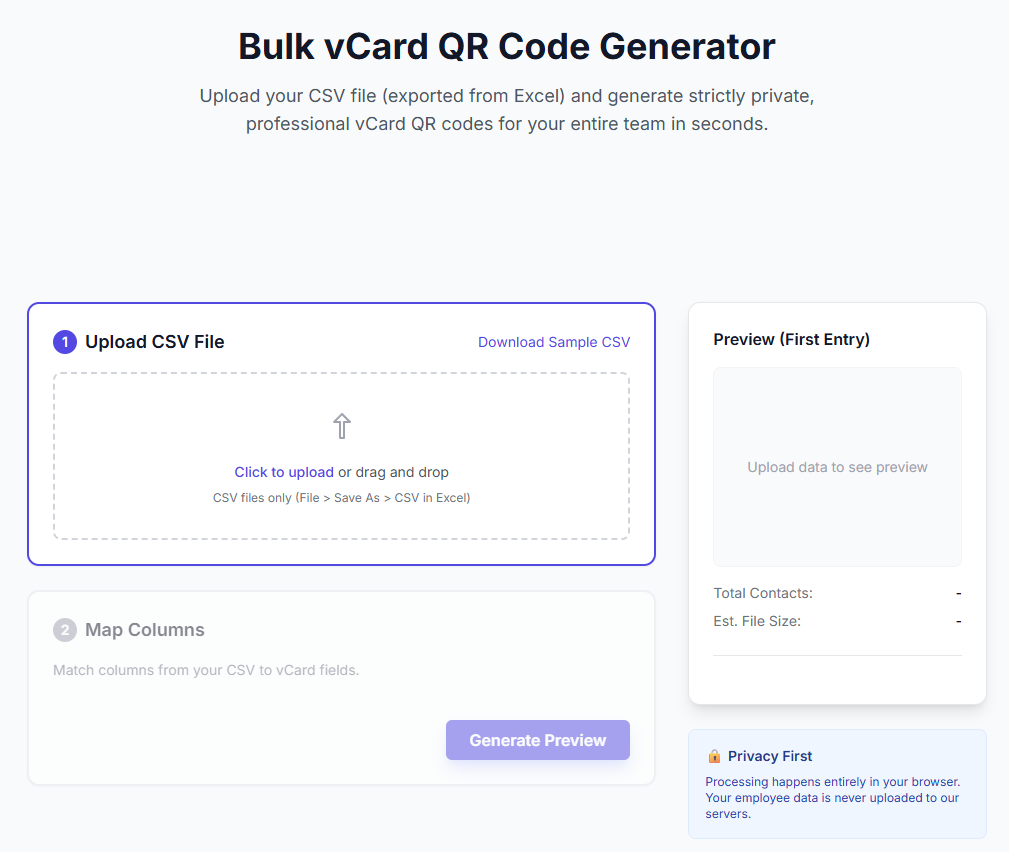 vCard QR Code Generator screenshot 1
