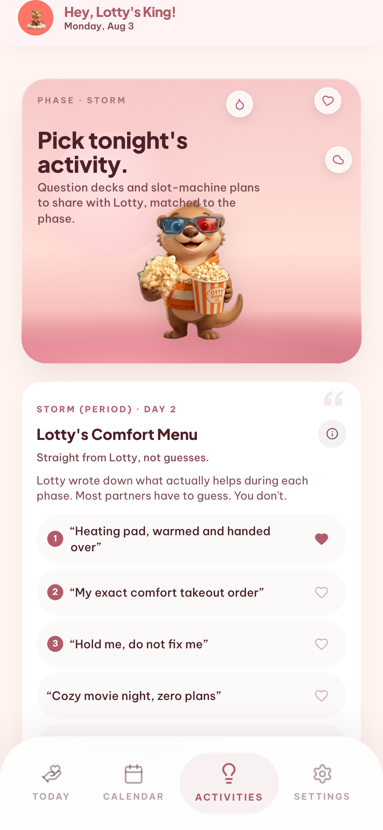Otty: Couples Period Tracker screenshot 1